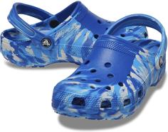 Шлепанцы унисекс Crocs Classic Marbled Clog BBt/Mlti синие M9 US; W11 US