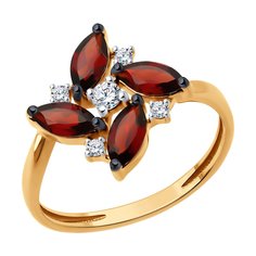 Кольцо из красного золота р. 18 Diamant 51-310-02497-2, фианит/гранат