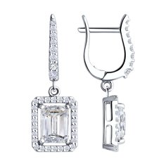 Серьги из серебра SOKOLOV 94026693, фианит
