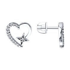 Серьги из серебра SOKOLOV 94026863, фианит