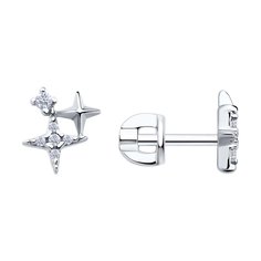 Серьги из серебра SOKOLOV 94026876, фианит
