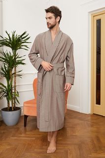 Домашний халат мужской Laete 55224 коричневый 2XL