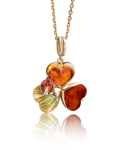 Кулон из красного золота PLATINA jewelry 03-2767-00-271-1110-46, янтарь/эмаль