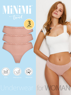 Комплект трусов женских Minimi MT_Pois_211 String (спайка 3 шт.) розовых 44 RU