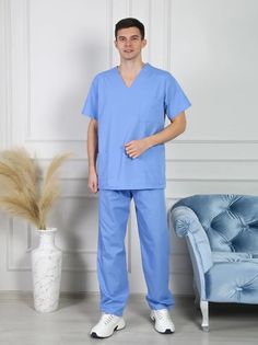 Рубашка медицинская мужская Медицинский Мир Хирург-т голубая 46 RU