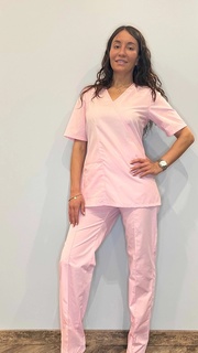 Блуза медицинская женская Медицинский Мир Жанэт-Т розовая 62 RU