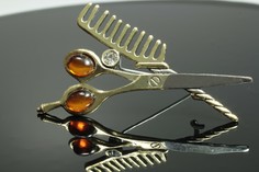 Брошь из бижутерного сплава T&Z_Mineral 400/2, янтарь