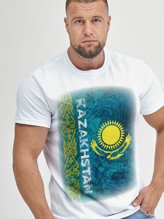Футболка мужская Казахстан белая 2XL No Brand