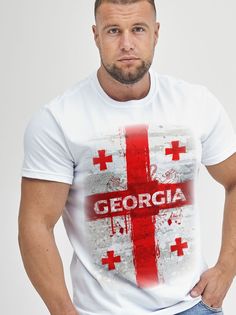 Футболка мужская Грузия белая S No Brand