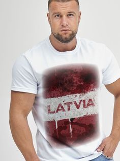 Футболка мужская Латвия белая S No Brand