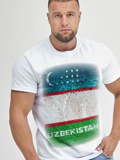 Футболка мужская Узбекистан белая 5XL No Brand
