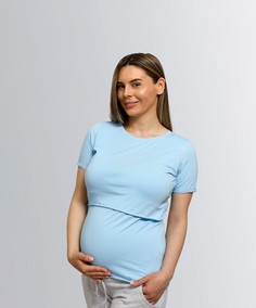 Футболка для беременных женская Tibba Clothes T-011 голубая L