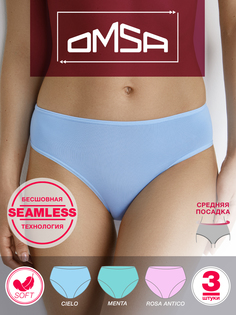 Комплект трусов женских Omsa 2221S голубых, зеленых, розовых XL
