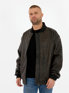 Кожаная куртка мужская Дубленкин BOMBM коричневая 58 RU