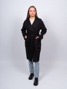 Пальто женское 365 clothes KR-171-рубчик черное 46 RU