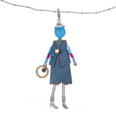 Колье из бижутерного сплава 40,5 см Miamelie MiA-2401-CL5471, бирюза/бисер/стразы/текстиль