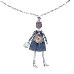 Колье из бижутерного сплава 40,5 см Miamelie MiA-2401-CL5469, бисер/стразы/текстиль