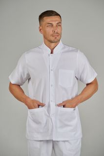 Рубашка медицинская мужская Cizgimedikal Uniforma EA470 белая XS
