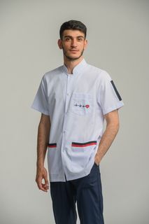 Рубашка медицинская мужская Cizgimedikal Uniforma EAN470 белая XS