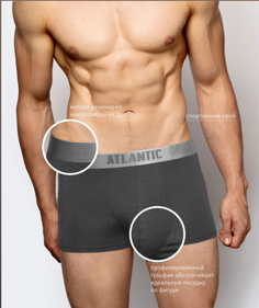 Трусы мужские Atlantic BMH-012 серые 2XL