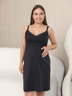 Ночная сорочка для беременных женская Hunny mammy 1-НМП21602 черная 44 RU