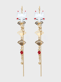 Серьги подвески из бижутерного сплава Kitsune3veer, акрил/бисер/бусины/эмаль No Brand