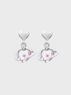 Серьги подвески из бижутерного сплава koreasedlenplan, лунный камень/стразы/фианит No Brand