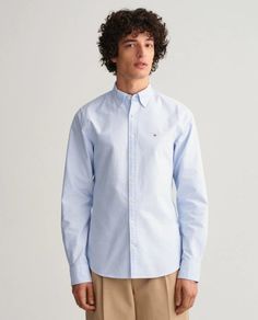 Рубашка мужская GANT 359902 голубая 2XL