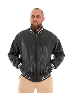 Кожаная куртка мужская Дубленкин BOMBM черная 54 RU
