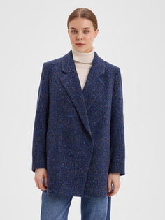Пальто женское N.O.M.I C23106-701 синее 50 RU Nomi