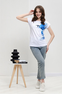 Футболка женская ТРИКОТАЖ НАТАЛИ 7030 голубая 52 RU