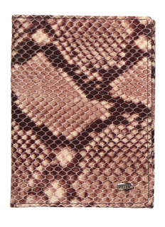 Обложка для паспорта унисекс PETEK 581K коричневая/бежевая/под рептилию