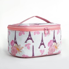 Косметичка женская Ком2 белая/розовая, 9х10х16 см No Brand
