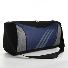 Дорожная сумка унисекс NoBrand Спорт53 черная/синяя, 41х17х22 см