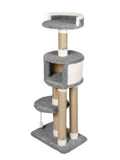 Комплекс для кошек Комфорт Хвостиков Хвастун, с домиком, графит, ковролин, картон, 153 см