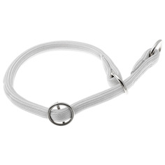 Ошейник-удавка для собак V.I.Pet с 2-я кольцами, белый, нейлон, 13 мм x 55 см