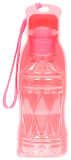 Автопоилка для животных Пижон прогулочная с фигурной бутылочкой, розовая, 250 мл