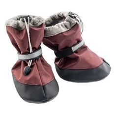 Ботинки для собак Дарэлл, утепленные мехом, бордовый, полиэстер, размер XS, 5х3,5х8,5 см
