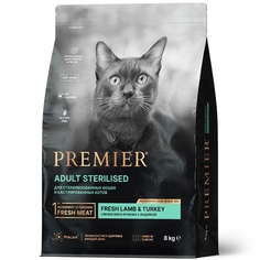 Сухой корм для кошек Premier, для стерилизованных, ягненок с индейкой, 8 кг