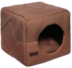 Домик лежанка для собак и кошек LionPets со съемной подушкой трансформер, 45х45х38 см