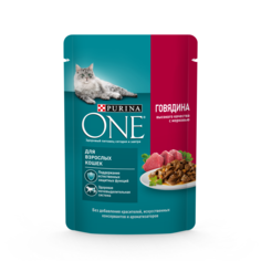 Влажный корм для кошек Purina One с говядиной и морковью 75 г