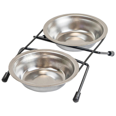 Миска для животных Еco двойная металлическая, 0,2л No Brand