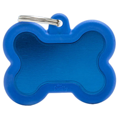 Медальон на ошейник Косточка Синяя HTA01BLUE адресник с контуром No Brand
