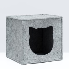 Домик для животных Пижон Кубик серый, войлок, 30 х 30 х 30 см