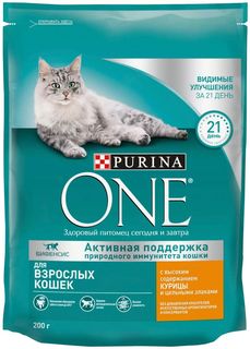 Сухой корм для кошек Purina One Активная поддержка с курицей и цельными злаками 200 г
