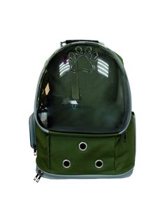 Рюкзак-переноска для животных N1, зеленая, текстиль, 20х25х41 см