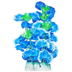 Искусственное растение для аквариума Уют голубые цветы, 24см No Brand