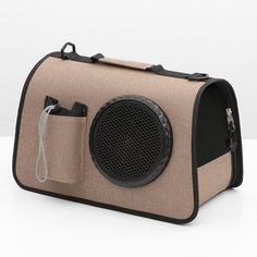 Сумка-переноска для животных Пижон, с иллюминатором, коричневая, текстиль, 43 х 24 х 28 см