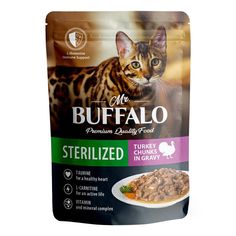 Влажный корм Mr. Buffalo Sterilized с индейкой в соусе для стерилизованных кошек 85гх28шт