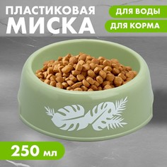 Миска пластиковая «Тропики», 250 мл, оливковая Пушистое счастье